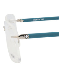 Montblanc Mens Square/Rectangle Silver Blue Transparent Fashion Designer Eyewear