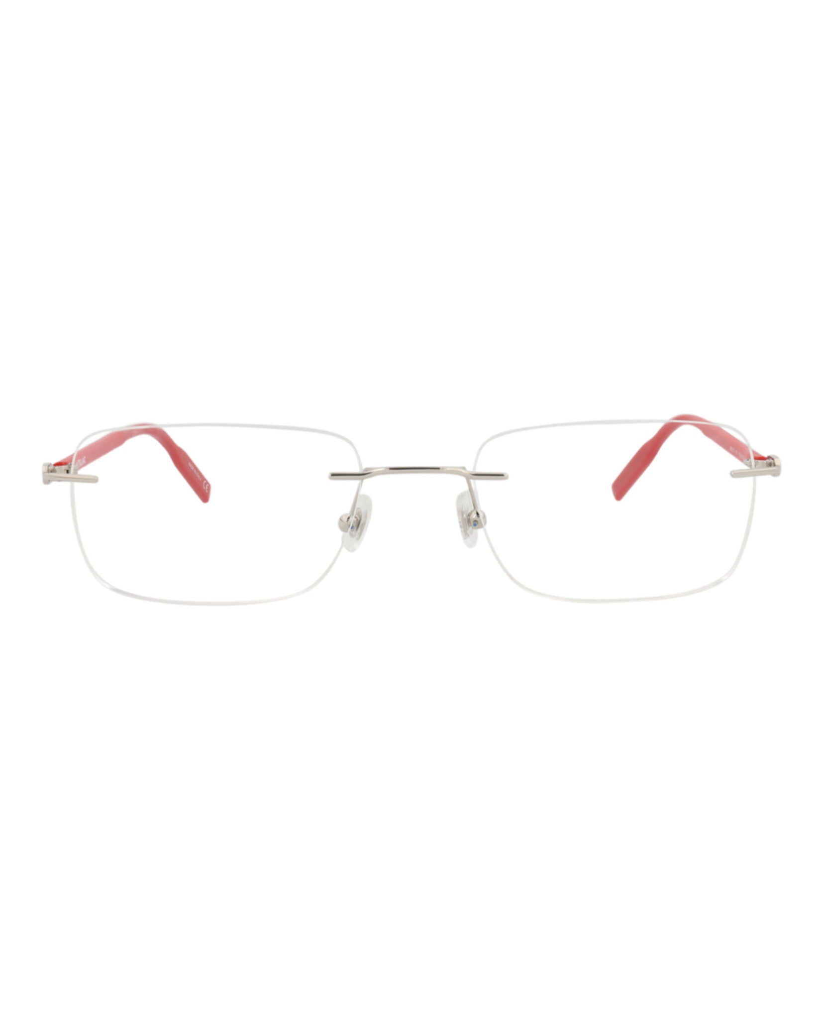 Montblanc Montblanc Mens Square/Rectangle Silver Red Transparent Fashion Designer Eyewear