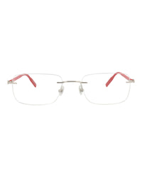 Montblanc Montblanc Mens Square/Rectangle Silver Red Transparent Fashion Designer Eyewear