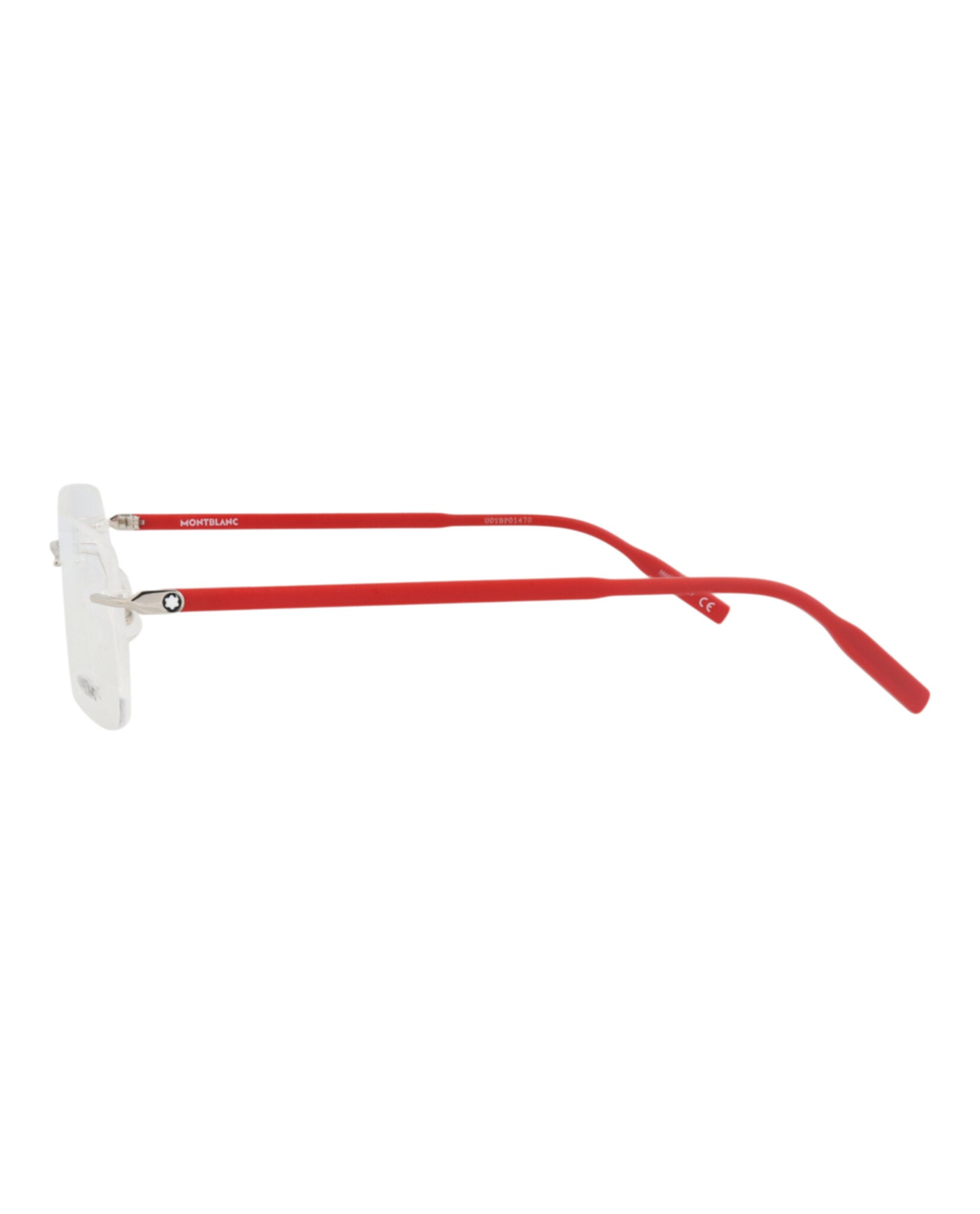 Montblanc Montblanc Mens Square/Rectangle Silver Red Transparent Fashion Designer Eyewear