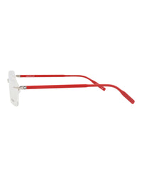 Montblanc Montblanc Mens Square/Rectangle Silver Red Transparent Fashion Designer Eyewear