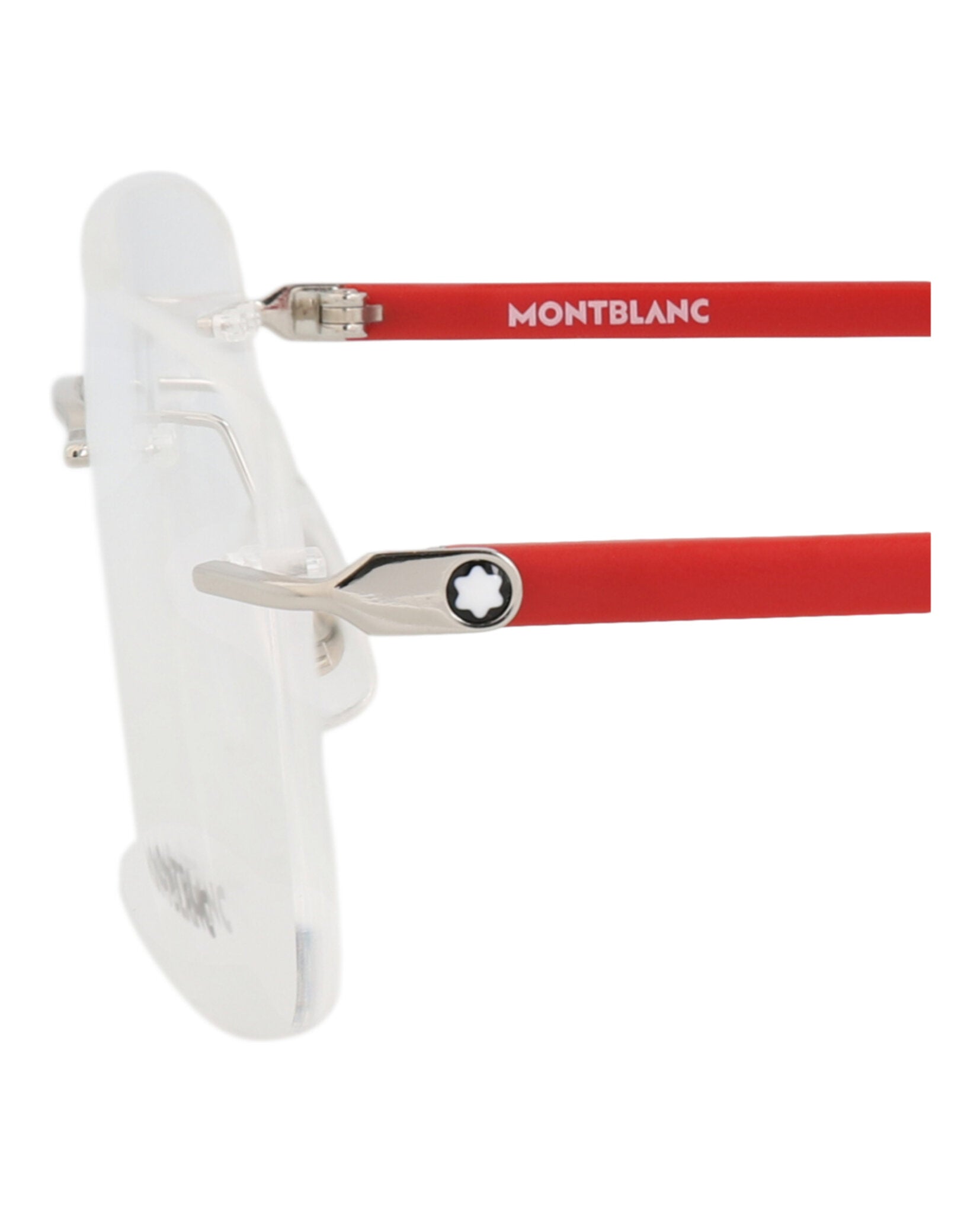 Montblanc Montblanc Mens Square/Rectangle Silver Red Transparent Fashion Designer Eyewear