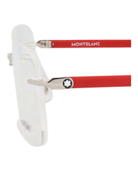 Montblanc Montblanc Mens Square/Rectangle Silver Red Transparent Fashion Designer Eyewear