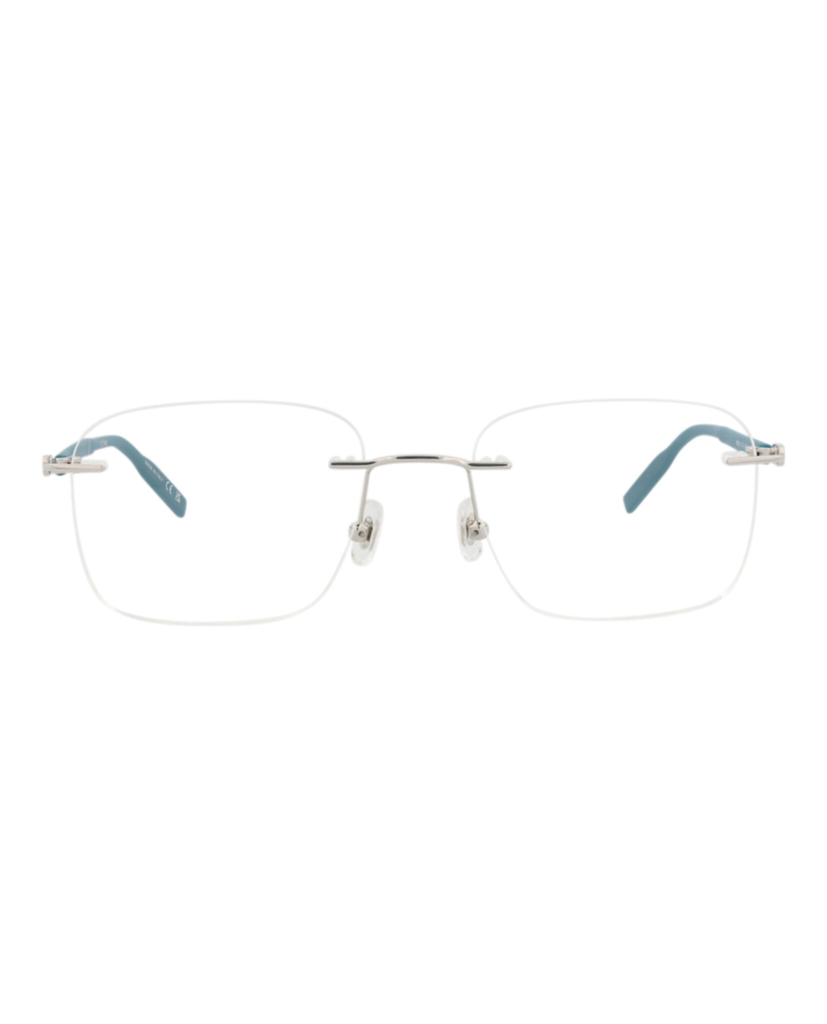 Montblanc Mens Square/Rectangle Silver Blue Transparent Fashion Designer Eyewear