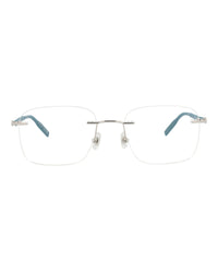 Montblanc Mens Square/Rectangle Silver Blue Transparent Fashion Designer Eyewear