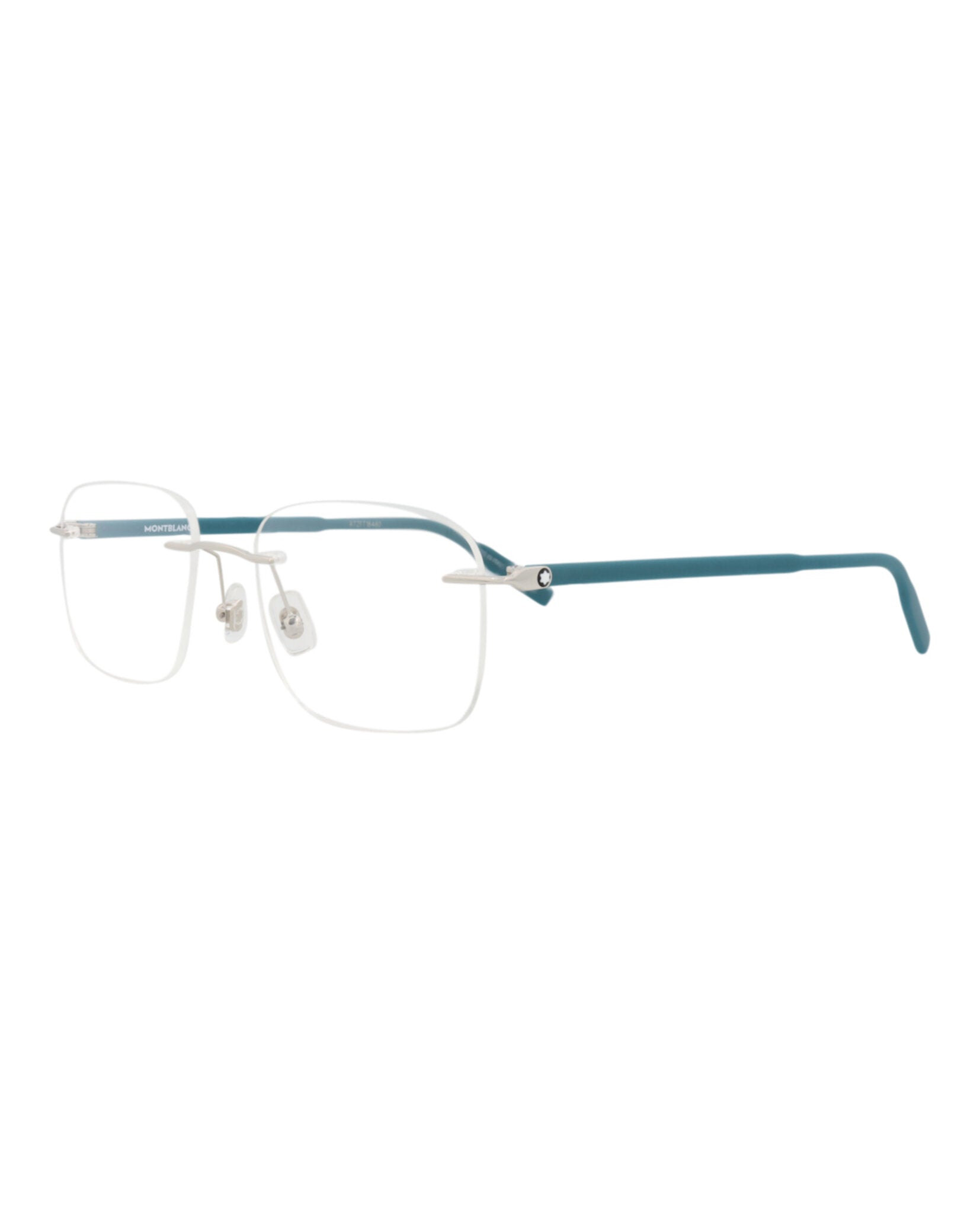 Montblanc Mens Square/Rectangle Silver Blue Transparent Fashion Designer Eyewear
