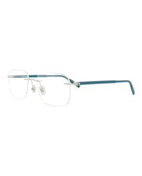 Montblanc Mens Square/Rectangle Silver Blue Transparent Fashion Designer Eyewear