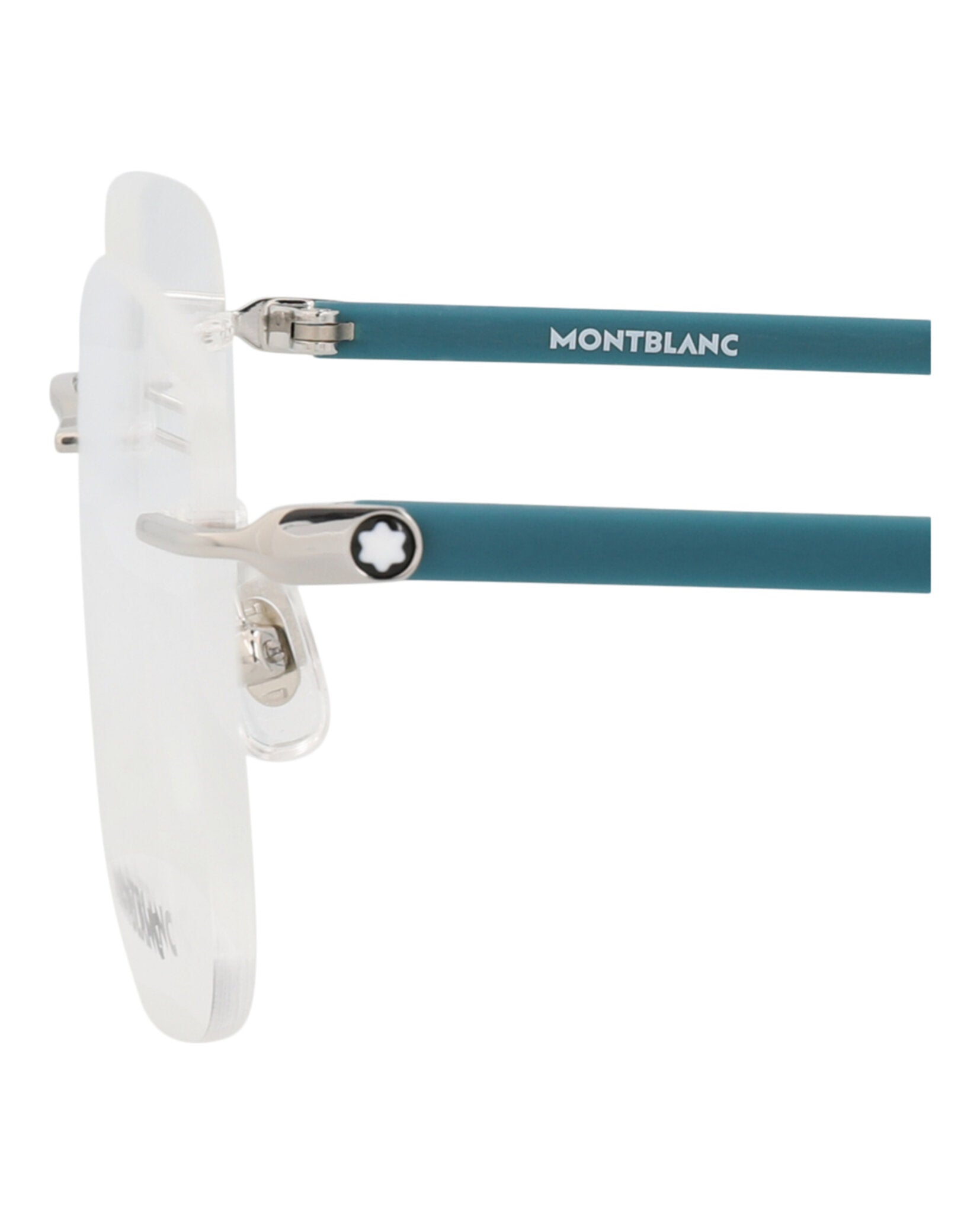Montblanc Mens Square/Rectangle Silver Blue Transparent Fashion Designer Eyewear