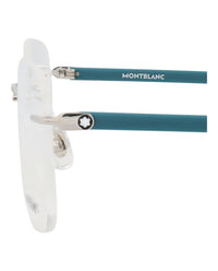 Montblanc Mens Square/Rectangle Silver Blue Transparent Fashion Designer Eyewear