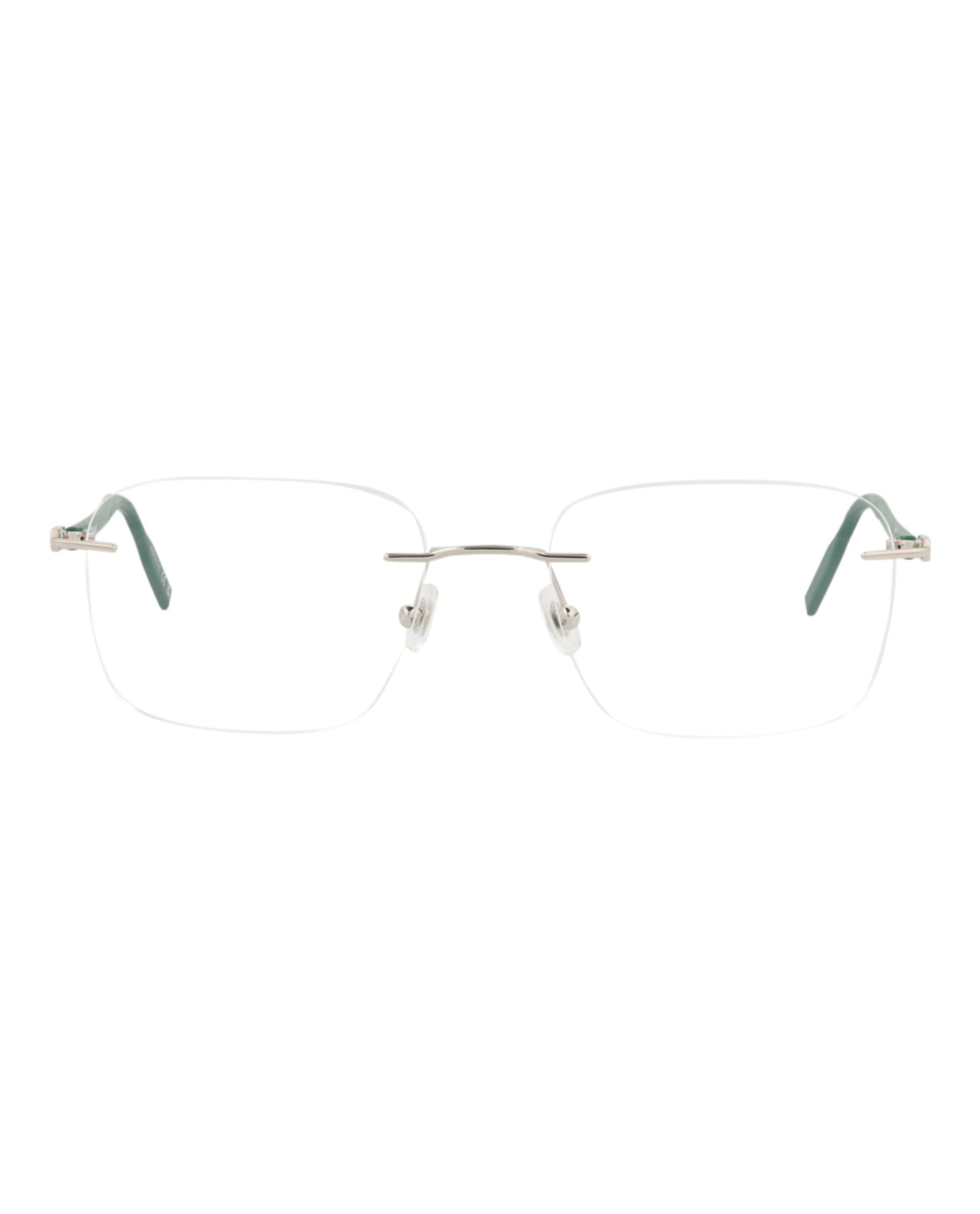 Montblanc Montblanc Mens Square/Rectangle Silver Green Transparent Fashion Designer Eyewear
