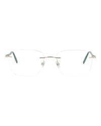 Montblanc Montblanc Mens Square/Rectangle Silver Green Transparent Fashion Designer Eyewear