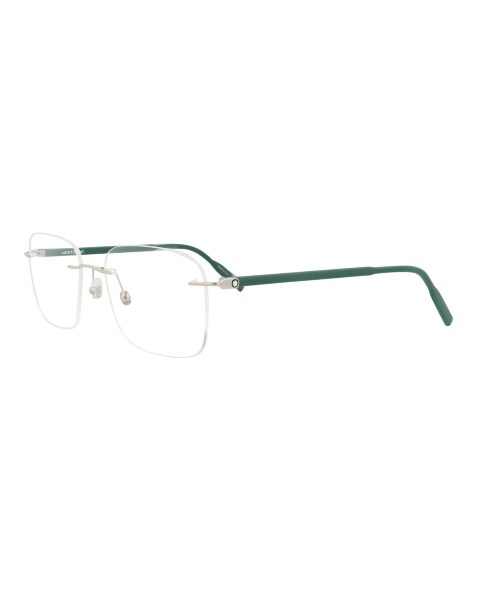 Montblanc Montblanc Mens Square/Rectangle Silver Green Transparent Fashion Designer Eyewear