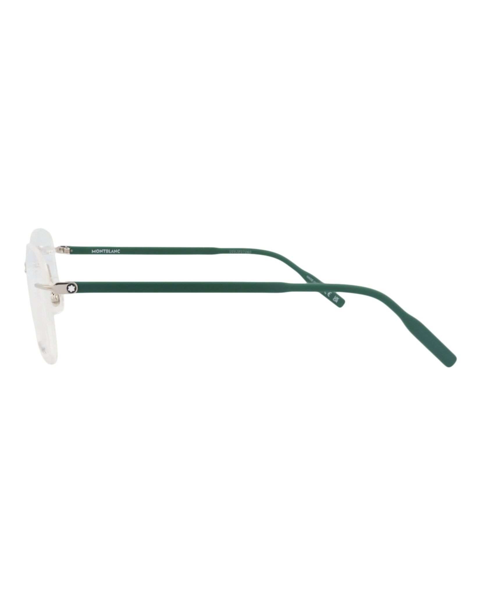 Montblanc Montblanc Mens Square/Rectangle Silver Green Transparent Fashion Designer Eyewear