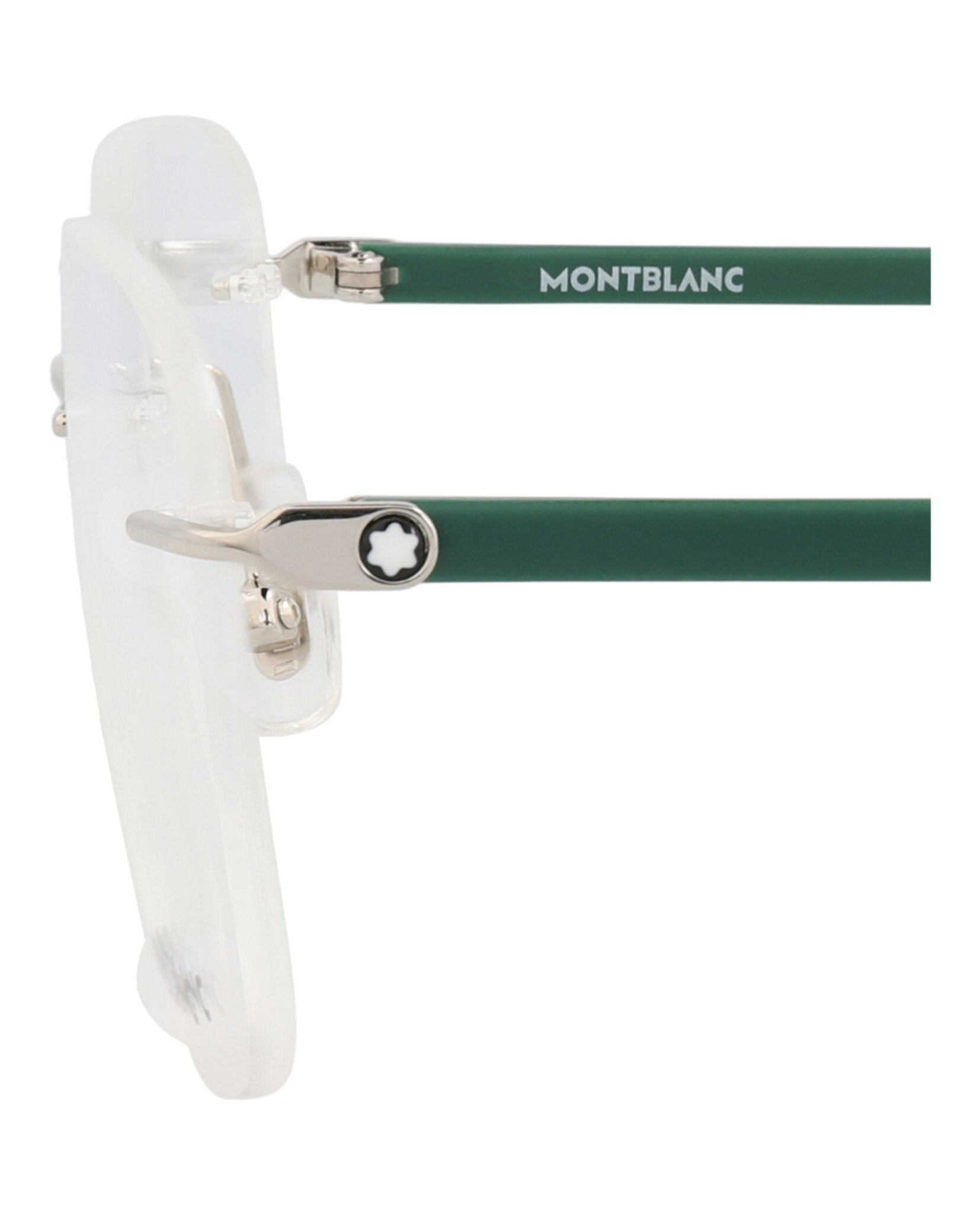 Montblanc Montblanc Mens Square/Rectangle Silver Green Transparent Fashion Designer Eyewear
