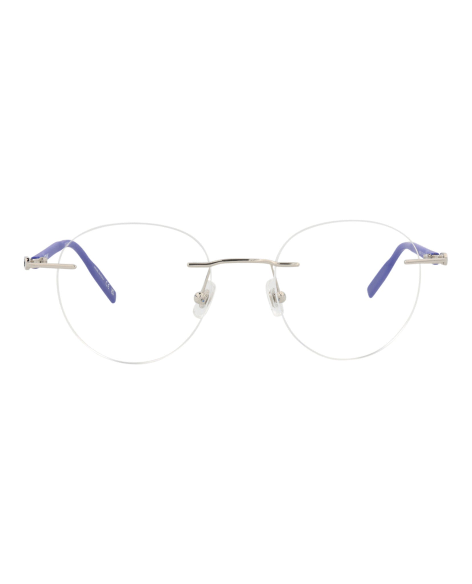 Montblanc Montblanc Mens Round/Oval Silver Blue Transparent Fashion Designer Eyewear
