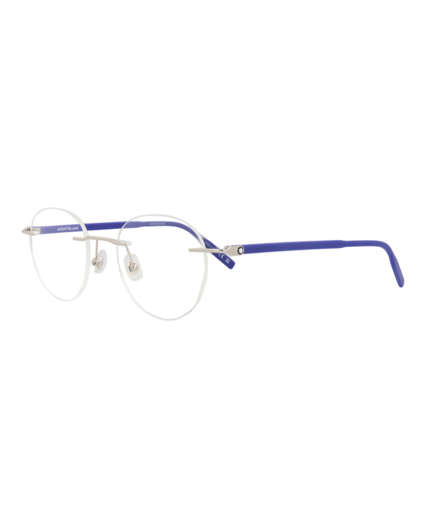 Montblanc Montblanc Mens Round/Oval Silver Blue Transparent Fashion Designer Eyewear