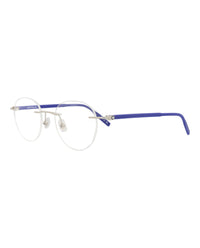 Montblanc Montblanc Mens Round/Oval Silver Blue Transparent Fashion Designer Eyewear