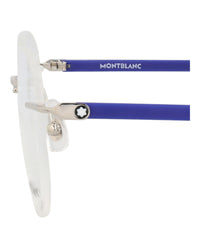 Montblanc Montblanc Mens Round/Oval Silver Blue Transparent Fashion Designer Eyewear