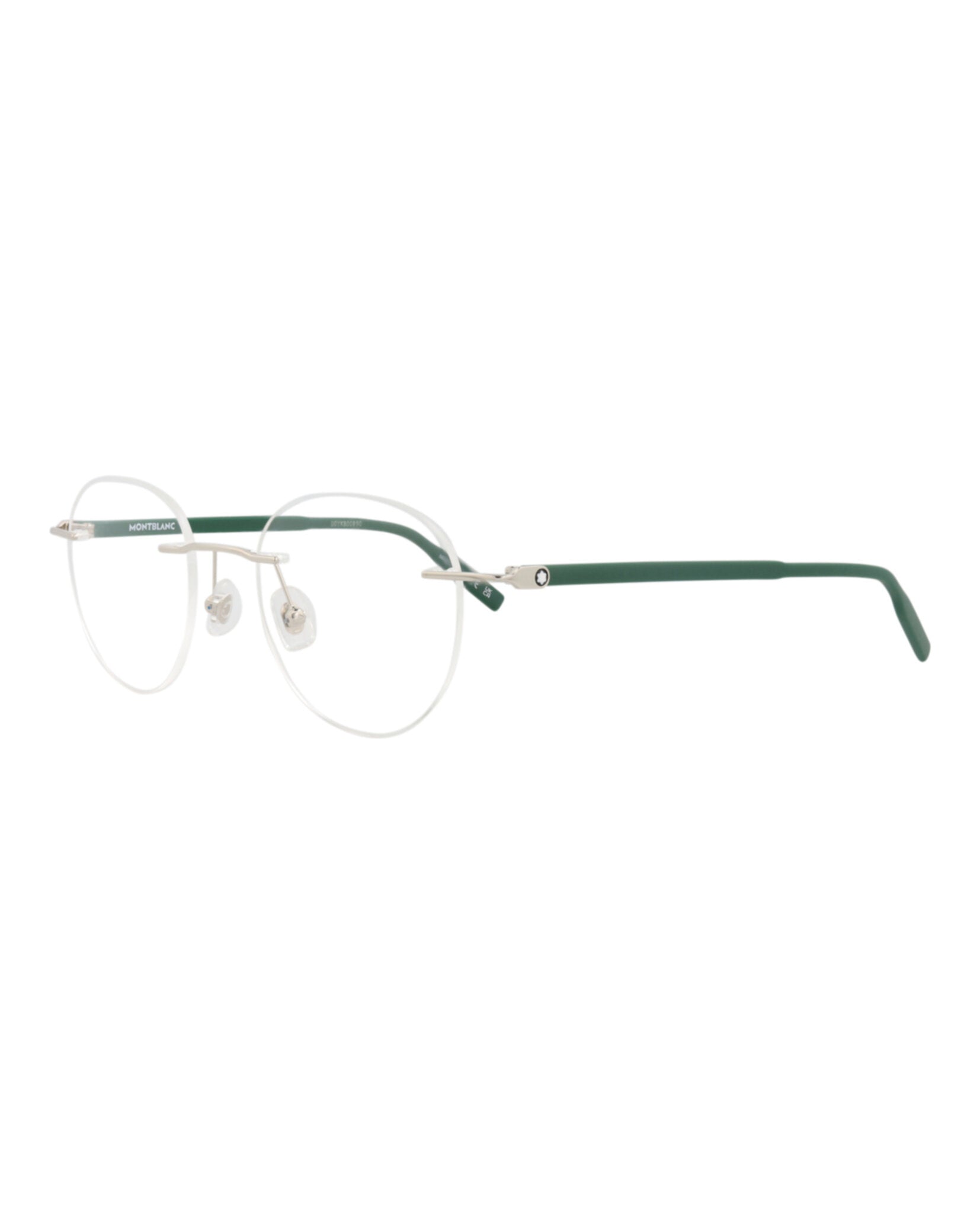 Montblanc Montblanc Mens Round/Oval Silver Green Transparent Fashion Designer Eyewear