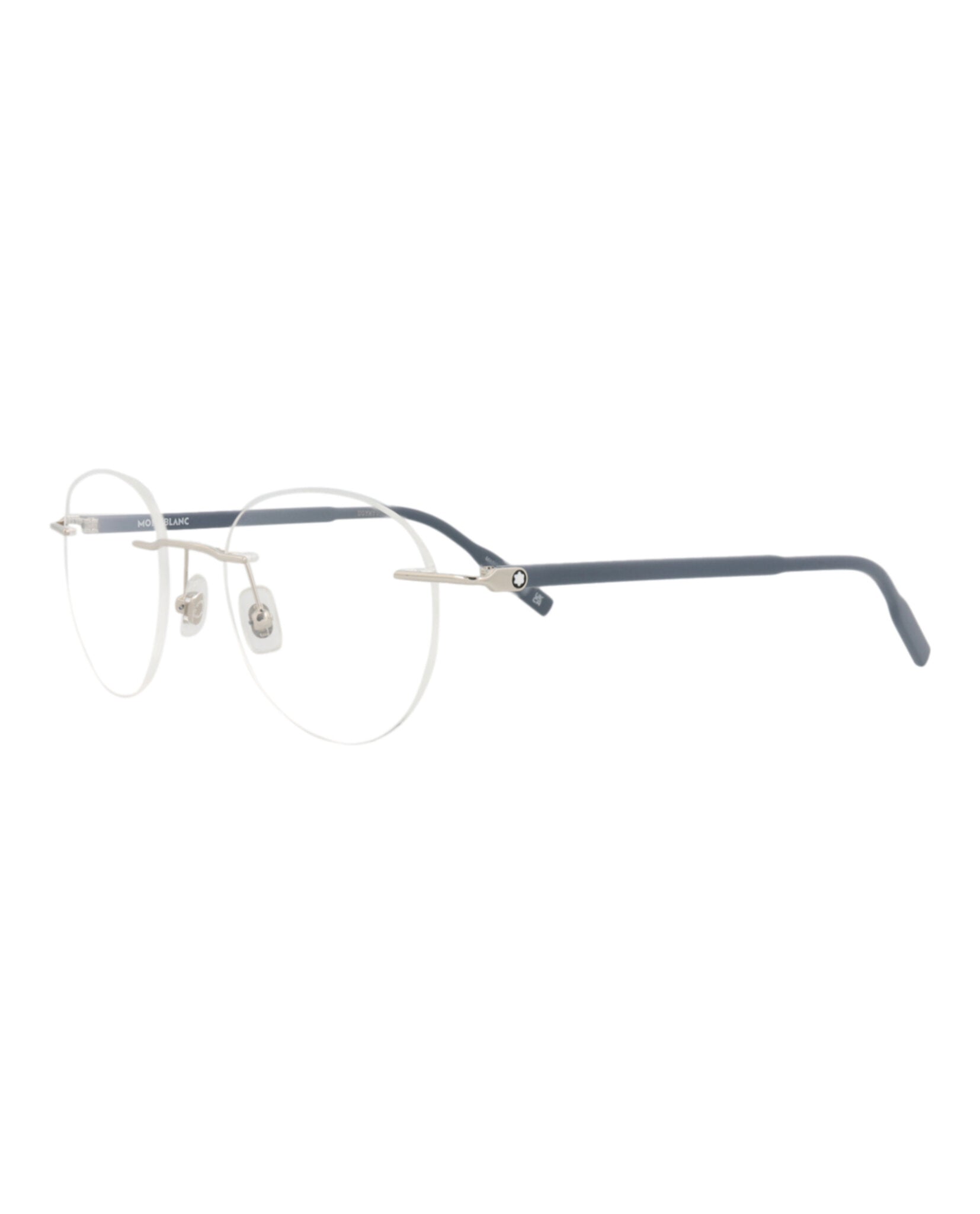 Montblanc Montblanc Mens Round/Oval Silver Grey Transparent Fashion Designer Eyewear
