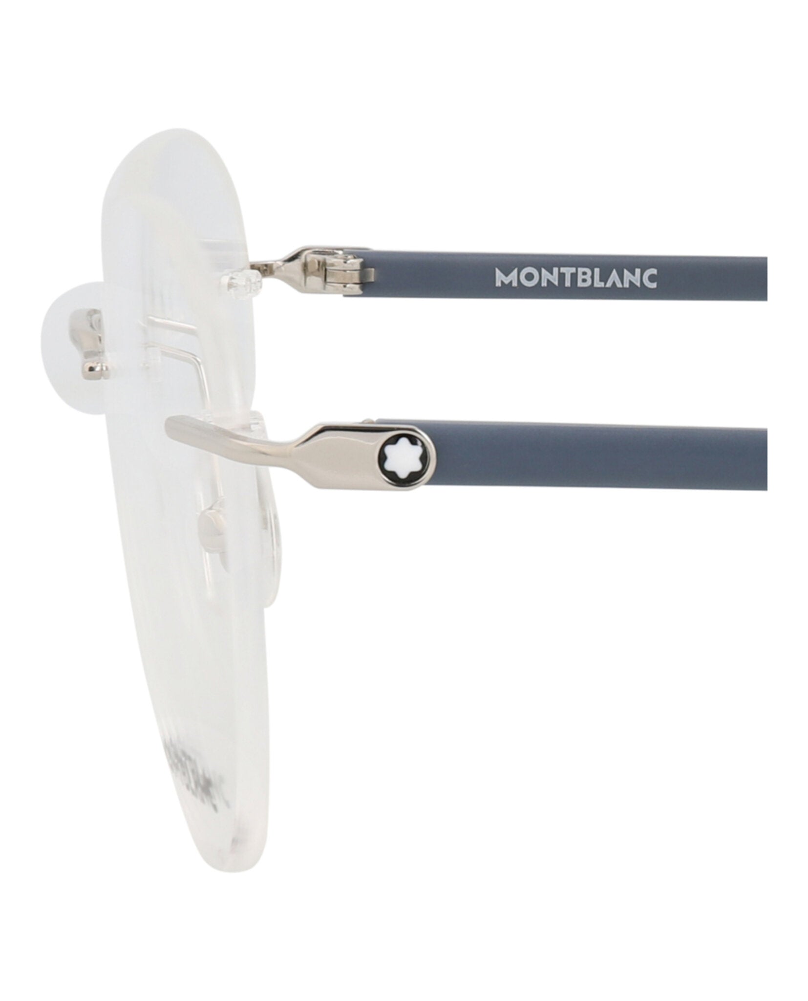 Montblanc Montblanc Mens Round/Oval Silver Grey Transparent Fashion Designer Eyewear