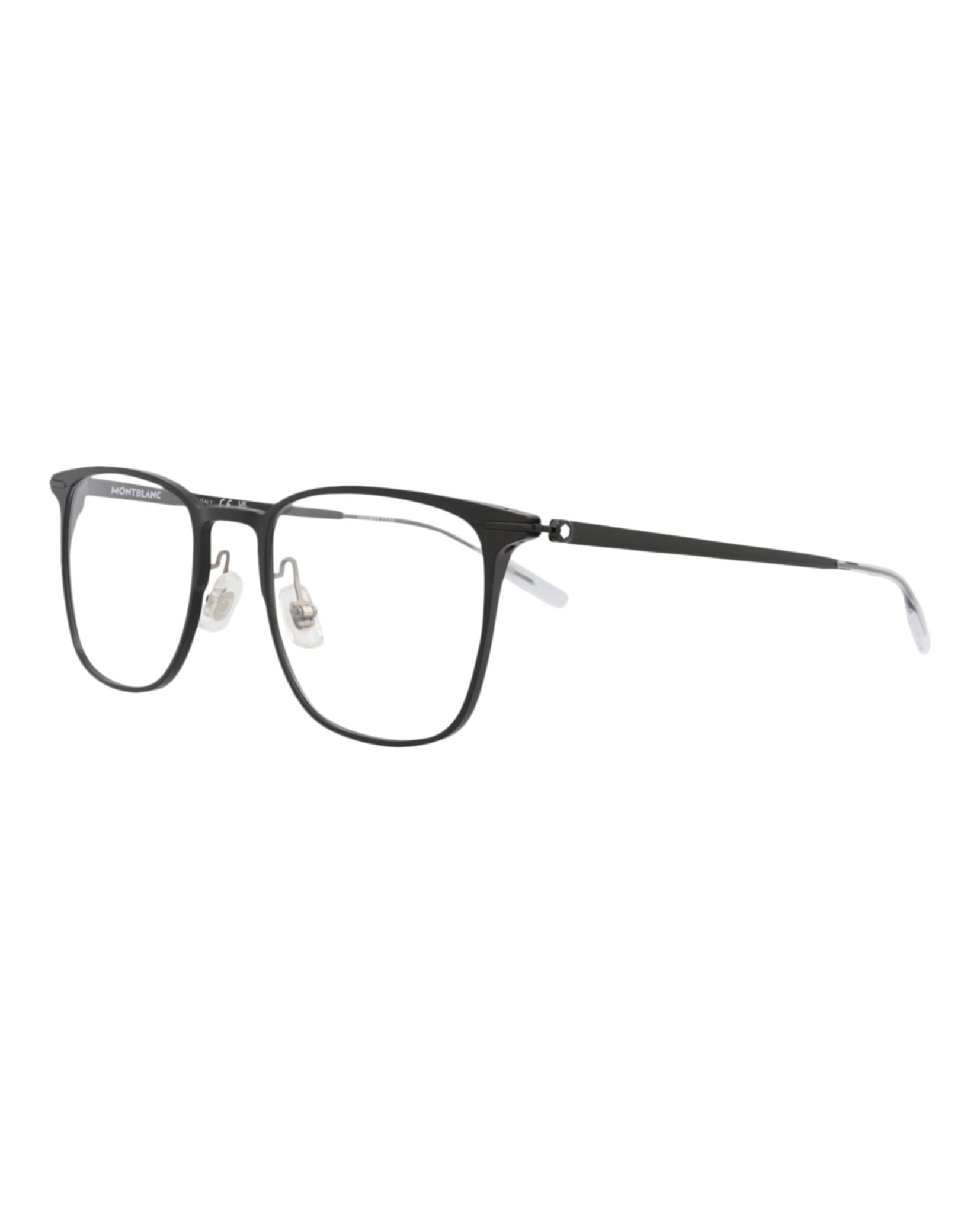 Montblanc Mens Square/Rectangle Black Black Transparent Fashion Designer Eyewear