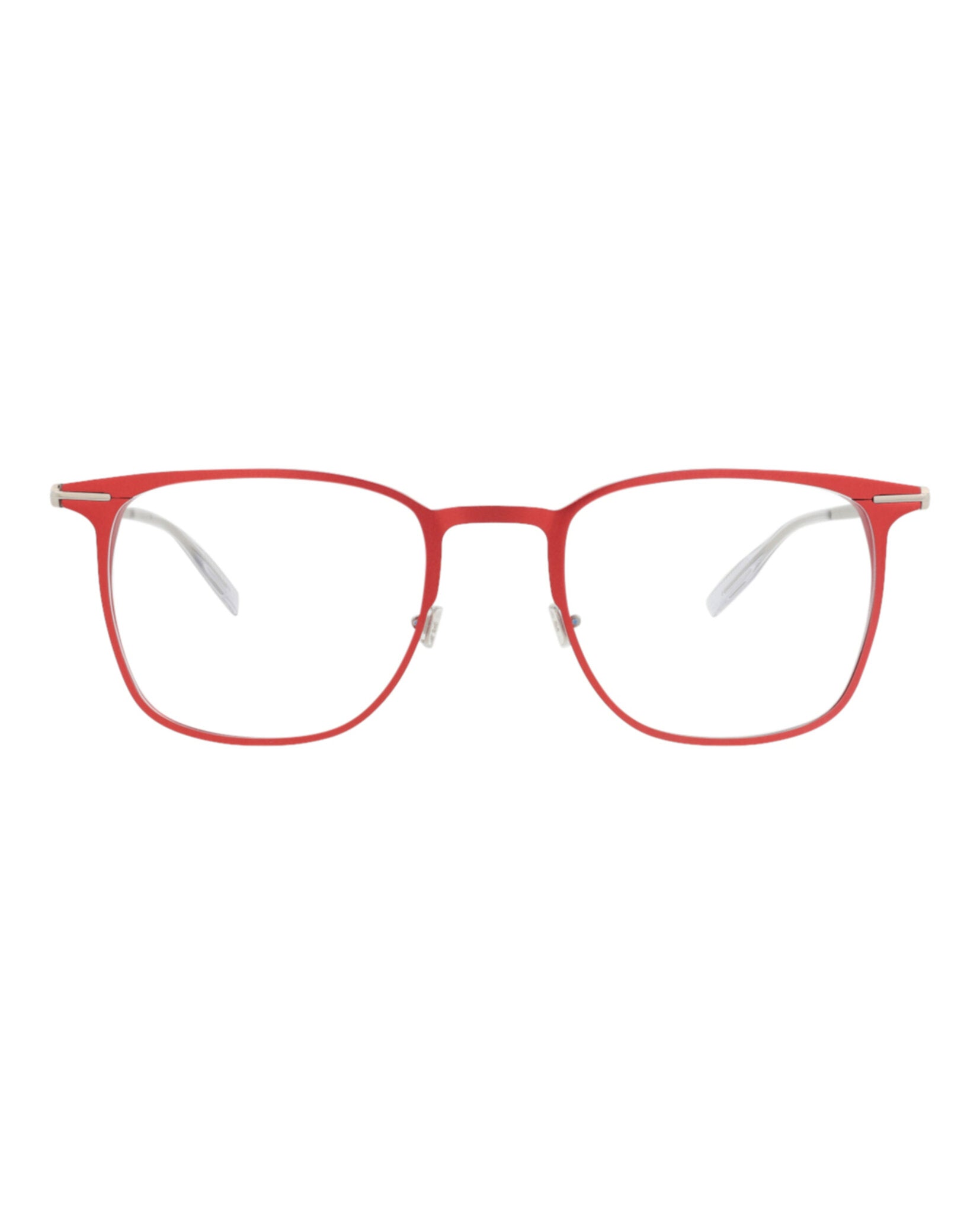 Montblanc Montblanc Mens Square/Rectangle Red Silver Transparent Fashion Designer Eyewear