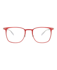 Montblanc Montblanc Mens Square/Rectangle Red Silver Transparent Fashion Designer Eyewear