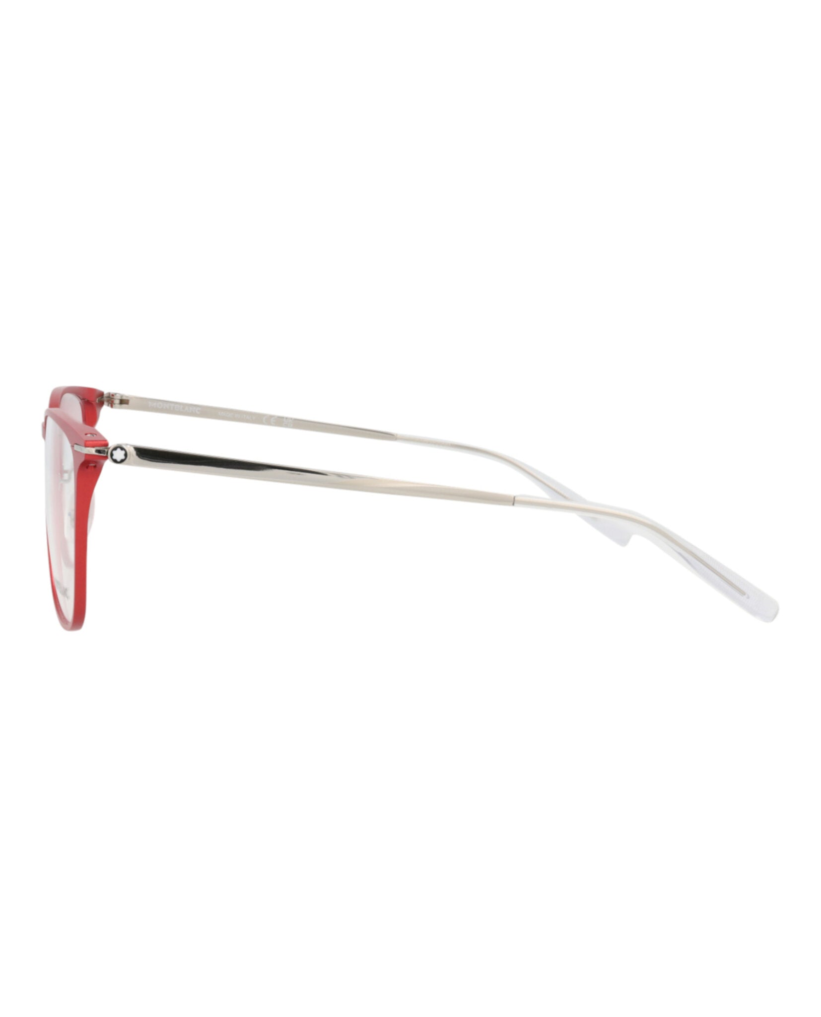 Montblanc Montblanc Mens Square/Rectangle Red Silver Transparent Fashion Designer Eyewear