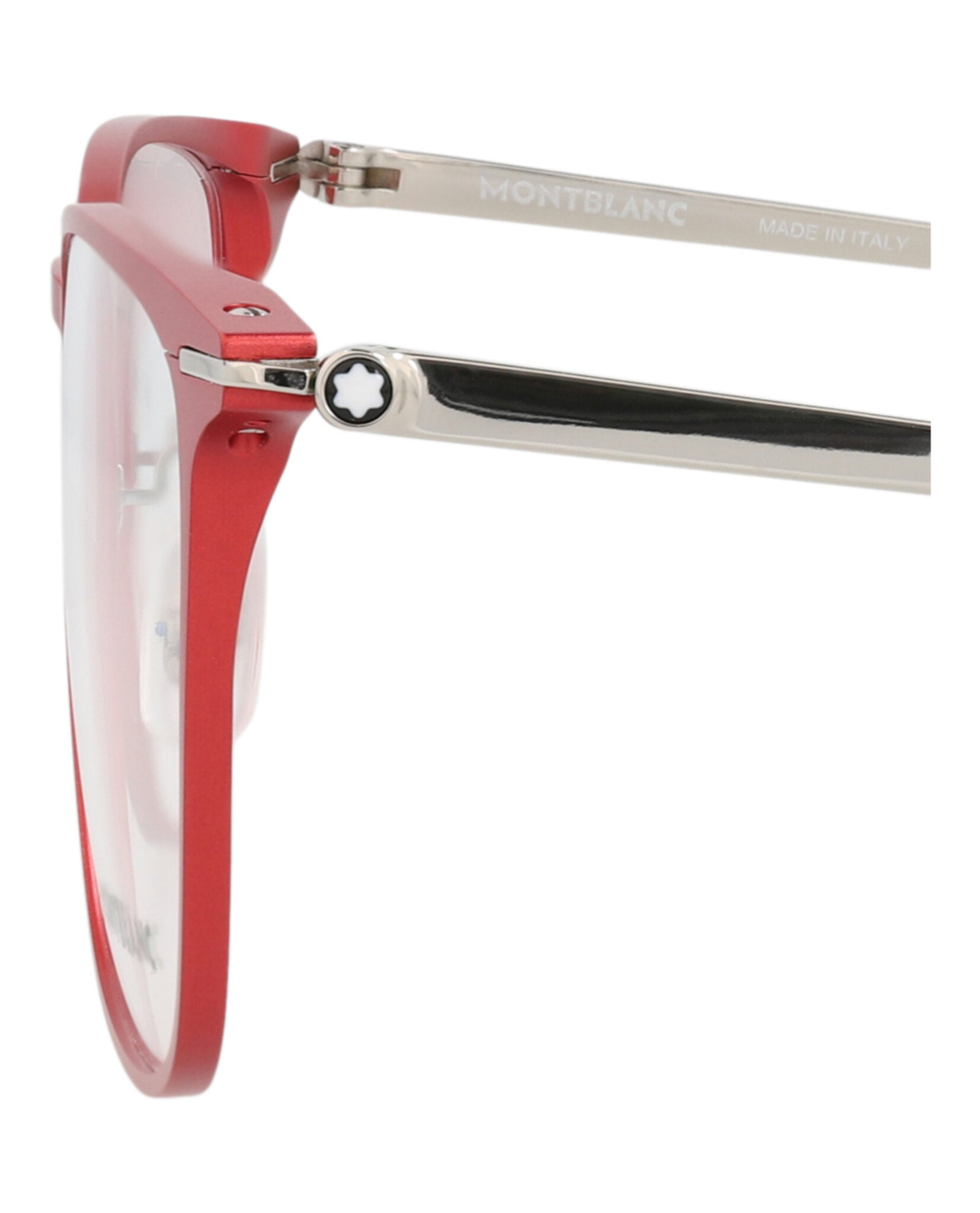 Montblanc Montblanc Mens Square/Rectangle Red Silver Transparent Fashion Designer Eyewear
