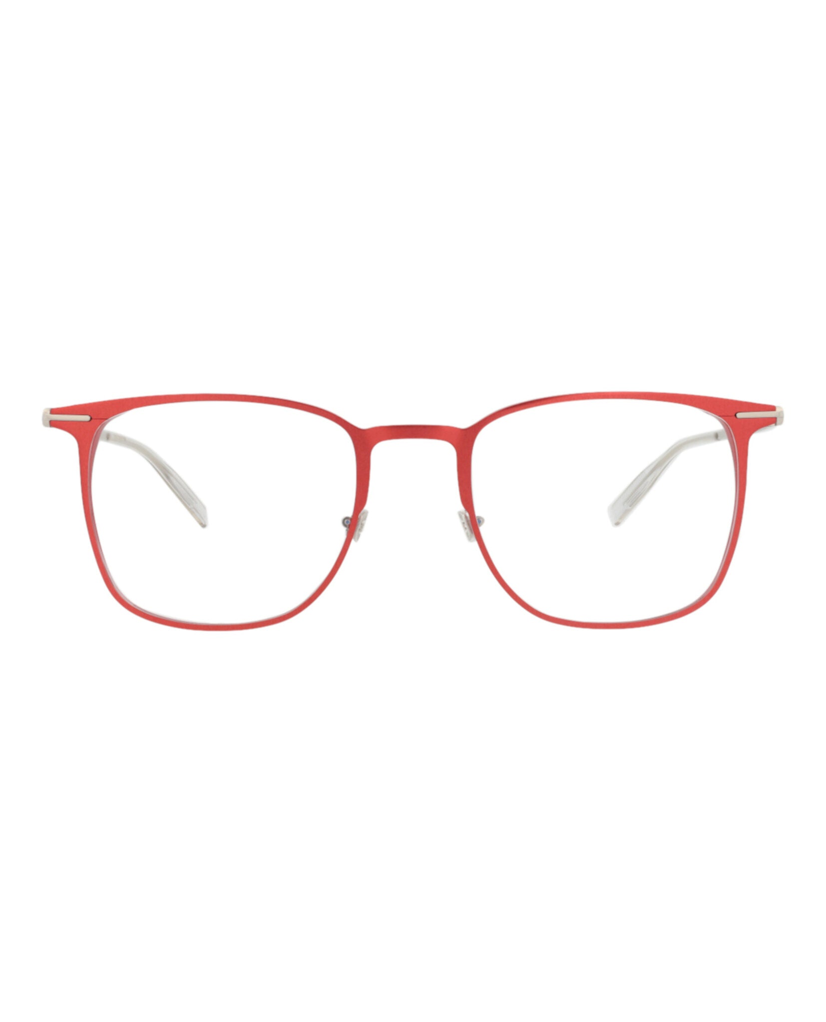 Montblanc Mens Square/Rectangle Red Silver Transparent Fashion Designer Eyewear