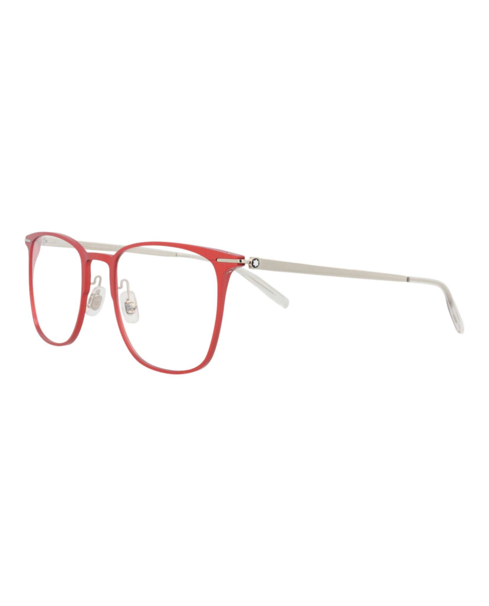 Montblanc Mens Square/Rectangle Red Silver Transparent Fashion Designer Eyewear