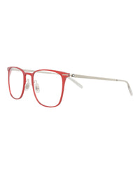 Montblanc Mens Square/Rectangle Red Silver Transparent Fashion Designer Eyewear
