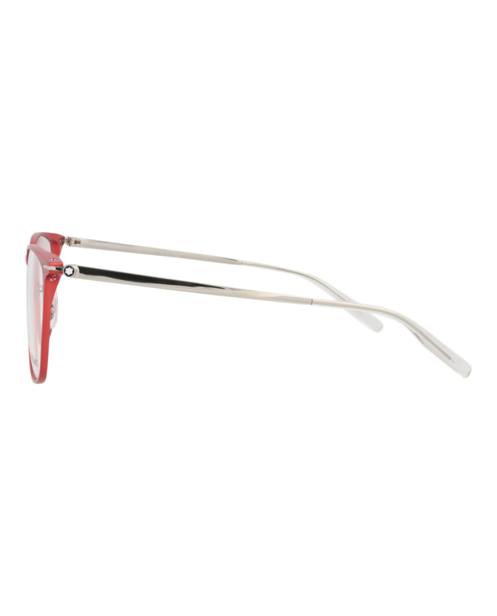 Montblanc Mens Square/Rectangle Red Silver Transparent Fashion Designer Eyewear