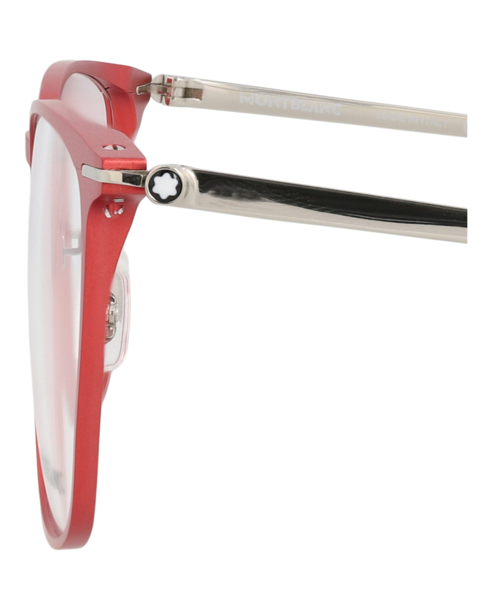 Montblanc Mens Square/Rectangle Red Silver Transparent Fashion Designer Eyewear