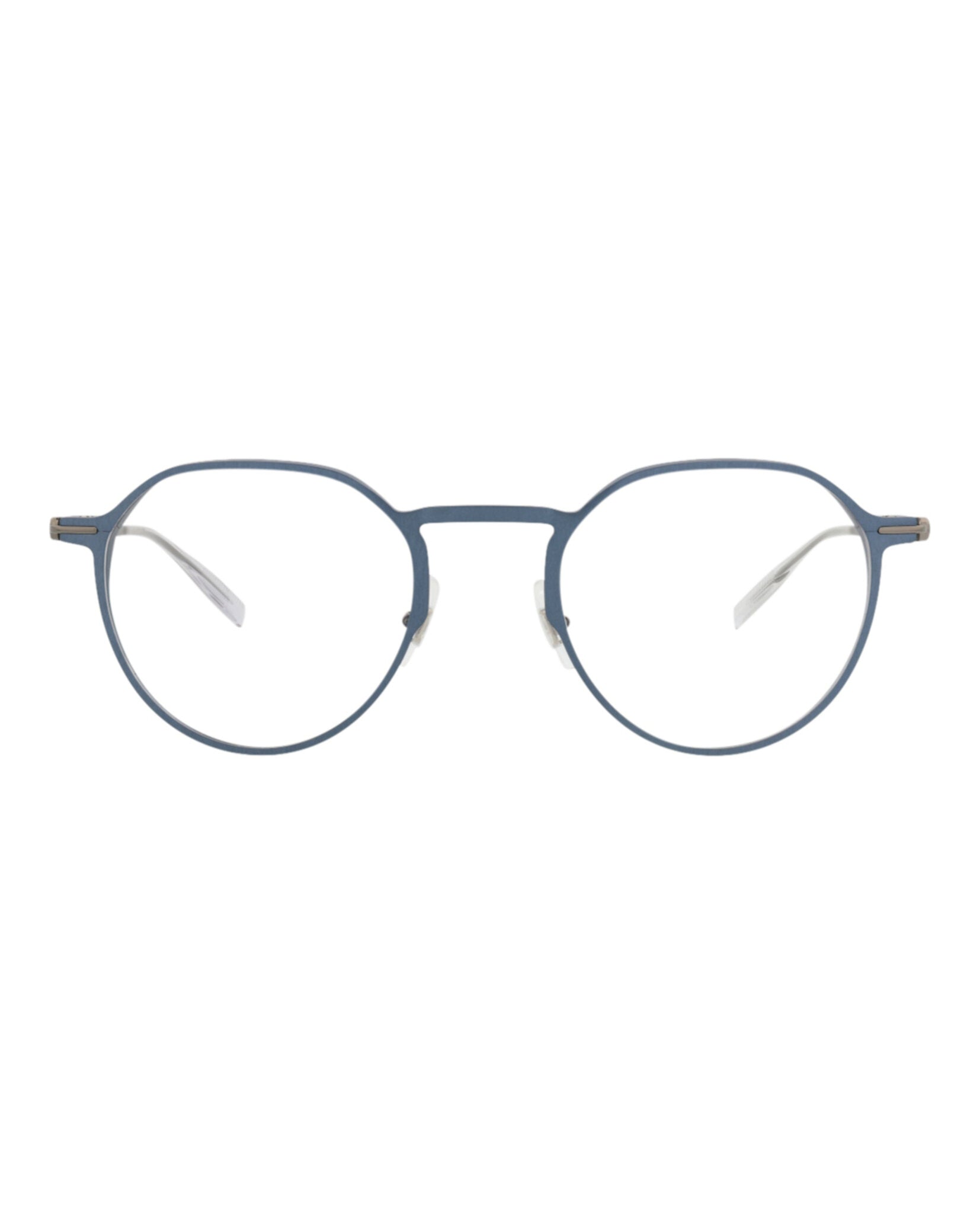 Montblanc Montblanc Mens Round/Oval Blue Ruthenium Transparent Fashion Designer Eyewear