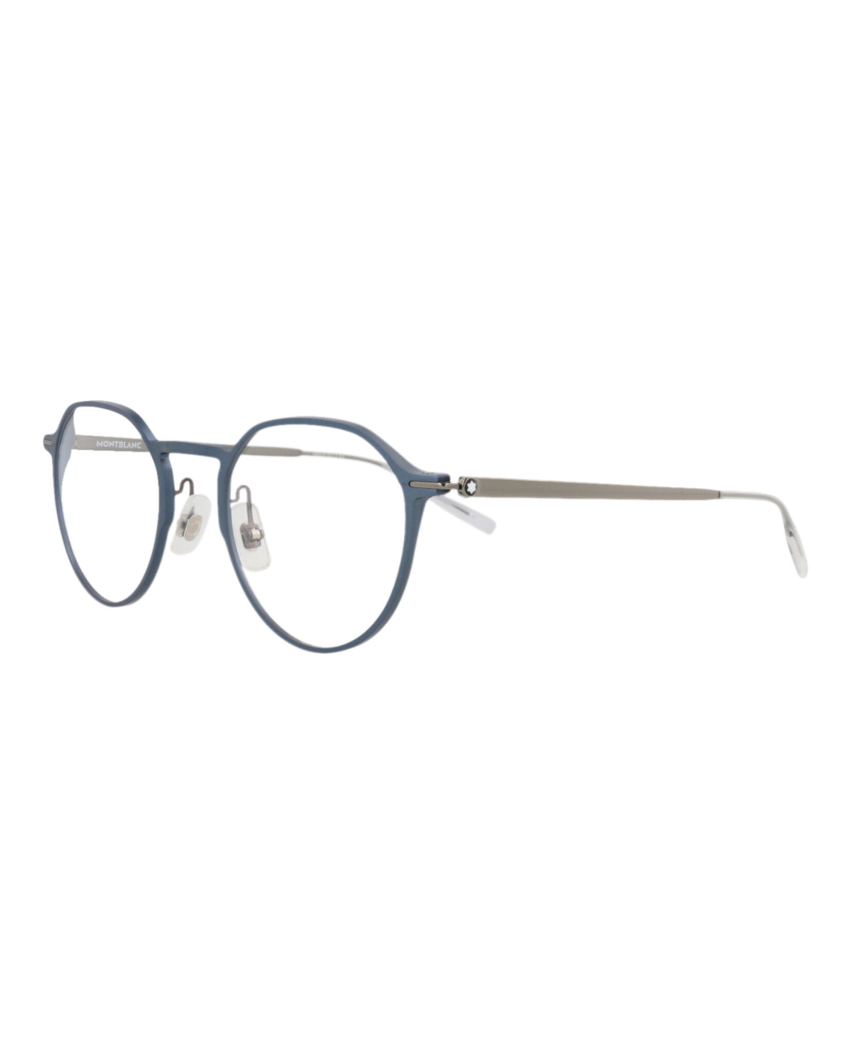 Montblanc Montblanc Mens Round/Oval Blue Ruthenium Transparent Fashion Designer Eyewear