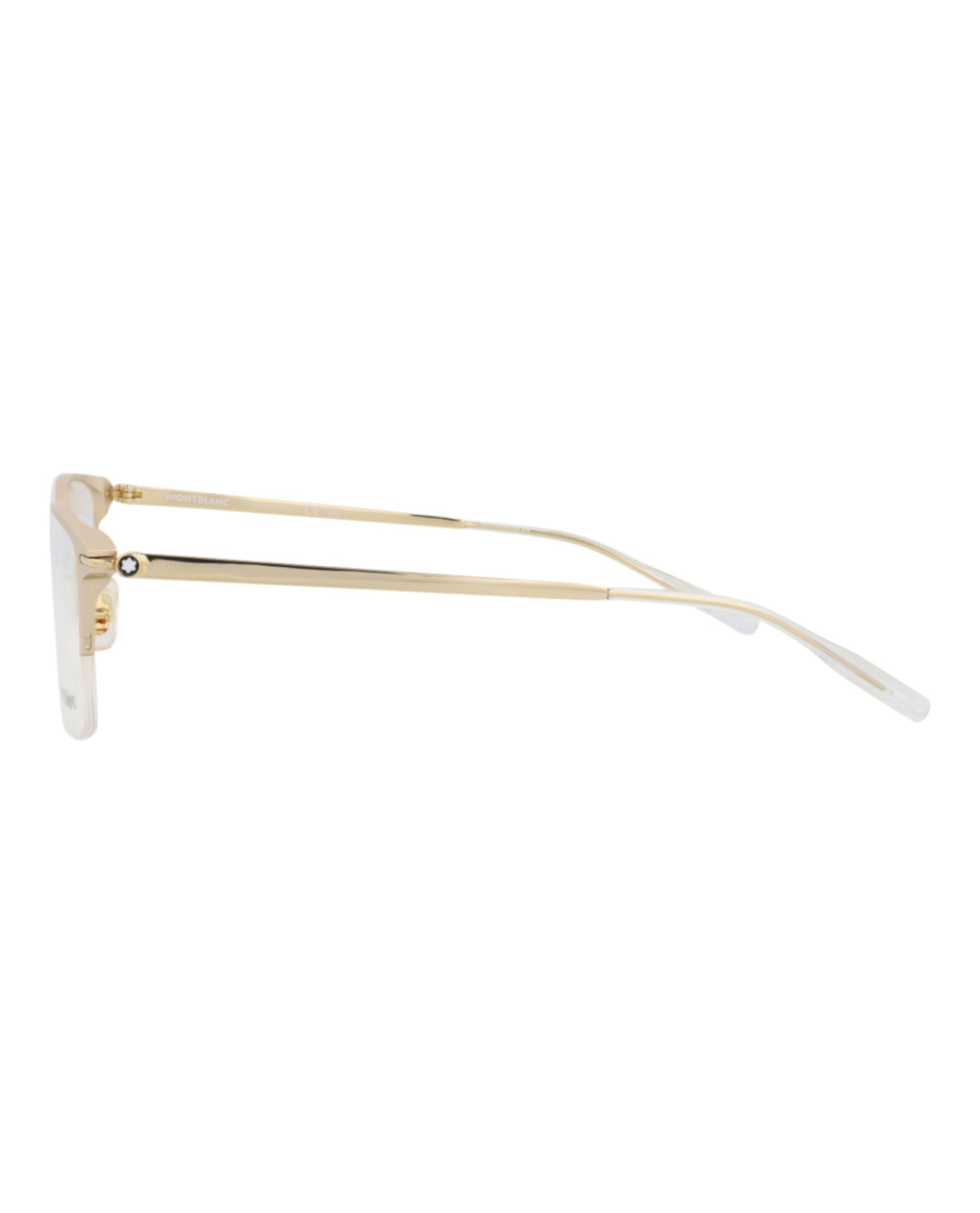 Montblanc Mens Square/Rectangle Gold Gold Transparent Fashion Designer Eyewear