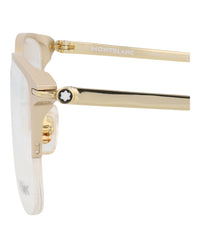 Montblanc Mens Square/Rectangle Gold Gold Transparent Fashion Designer Eyewear