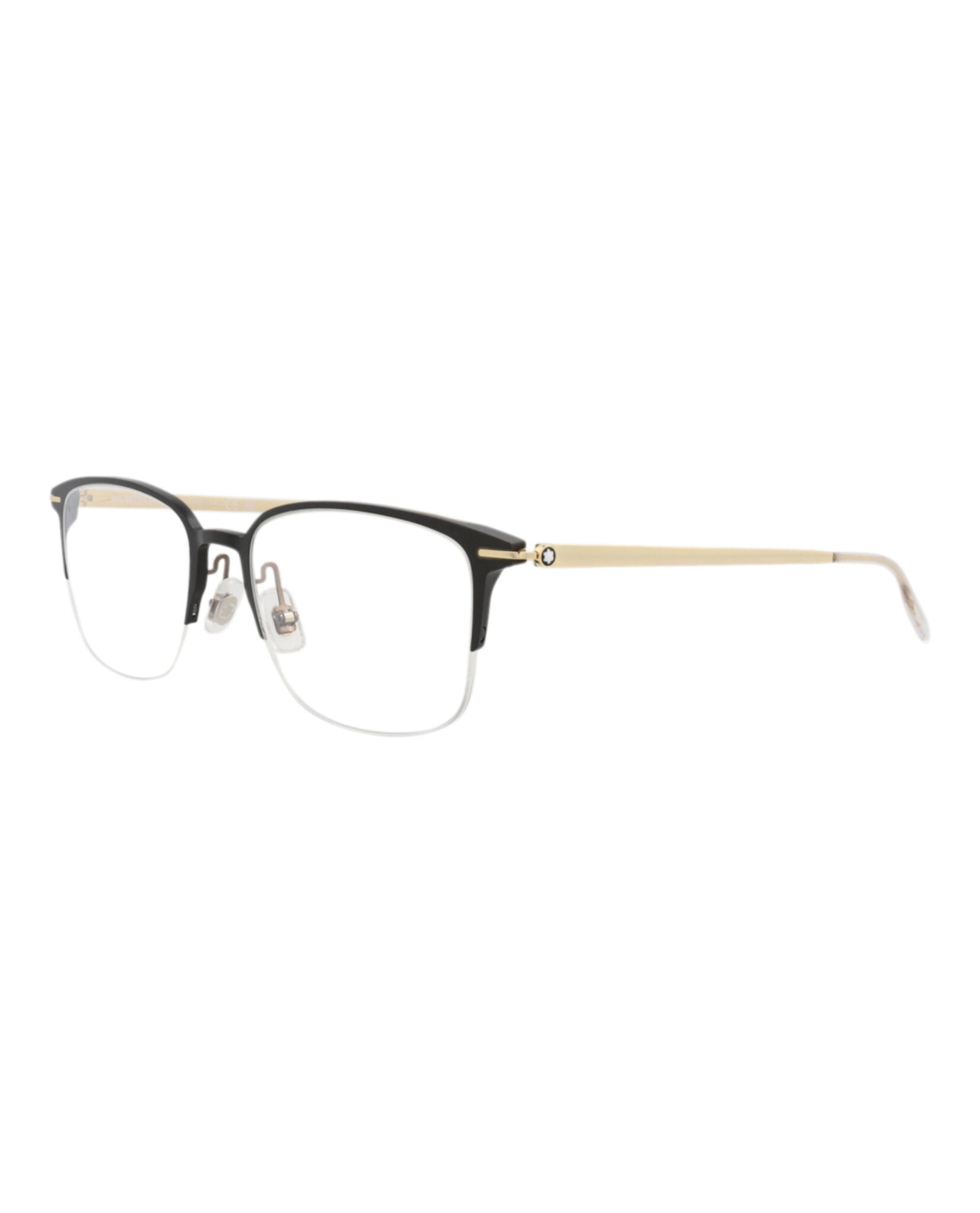 Montblanc Montblanc Mens Square/Rectangle Black Gold Transparent Fashion Designer Eyewear