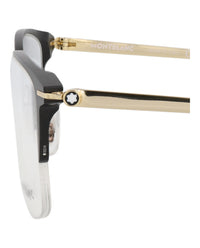 Montblanc Montblanc Mens Square/Rectangle Black Gold Transparent Fashion Designer Eyewear