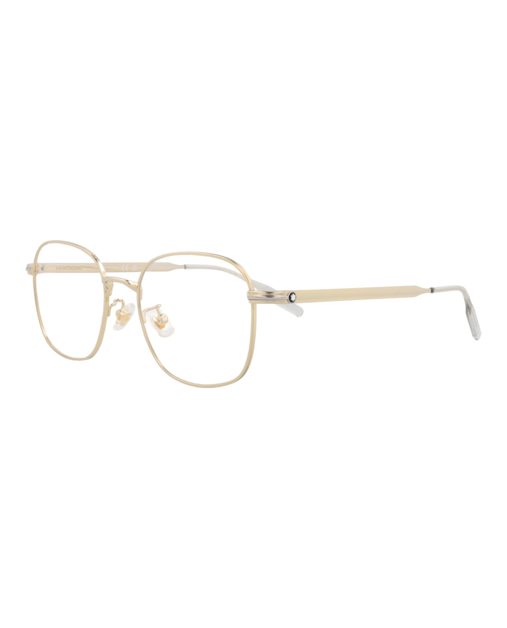 Montblanc Mens Square/Rectangle Gold Gold Transparent Fashion Designer Eyewear