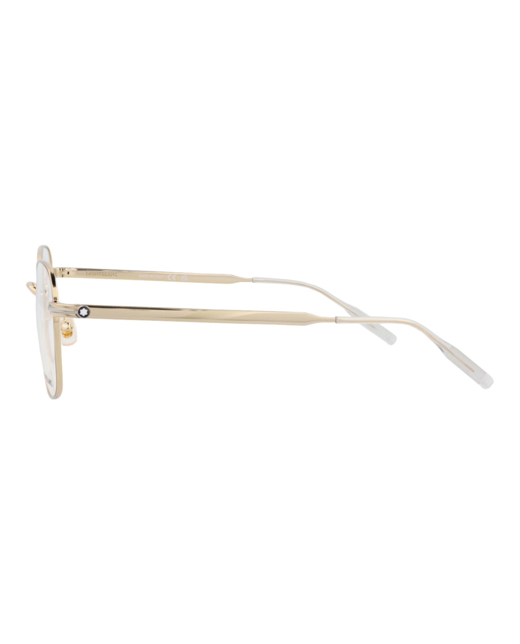 Montblanc Mens Square/Rectangle Gold Gold Transparent Fashion Designer Eyewear