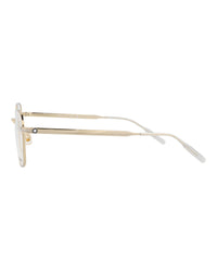 Montblanc Mens Square/Rectangle Gold Gold Transparent Fashion Designer Eyewear