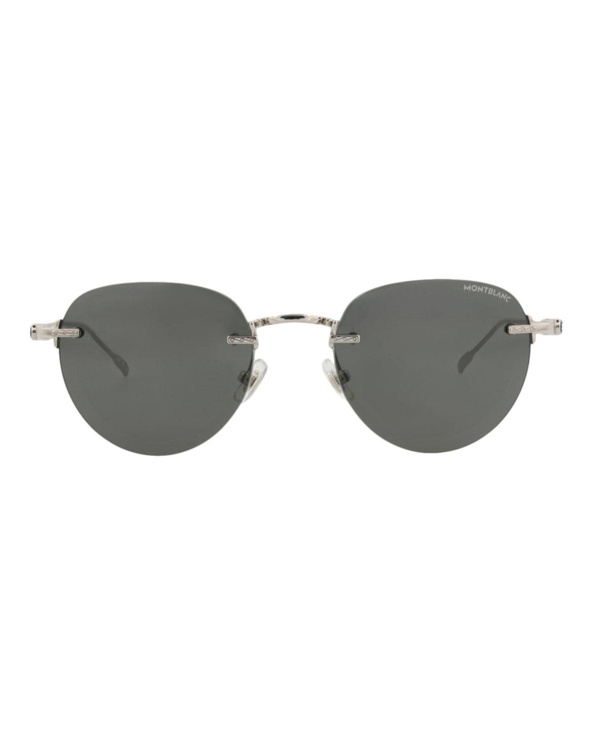 Montblanc Montblanc Mens Round/Oval Silver Silver Grey Fashion Designer Eyewear