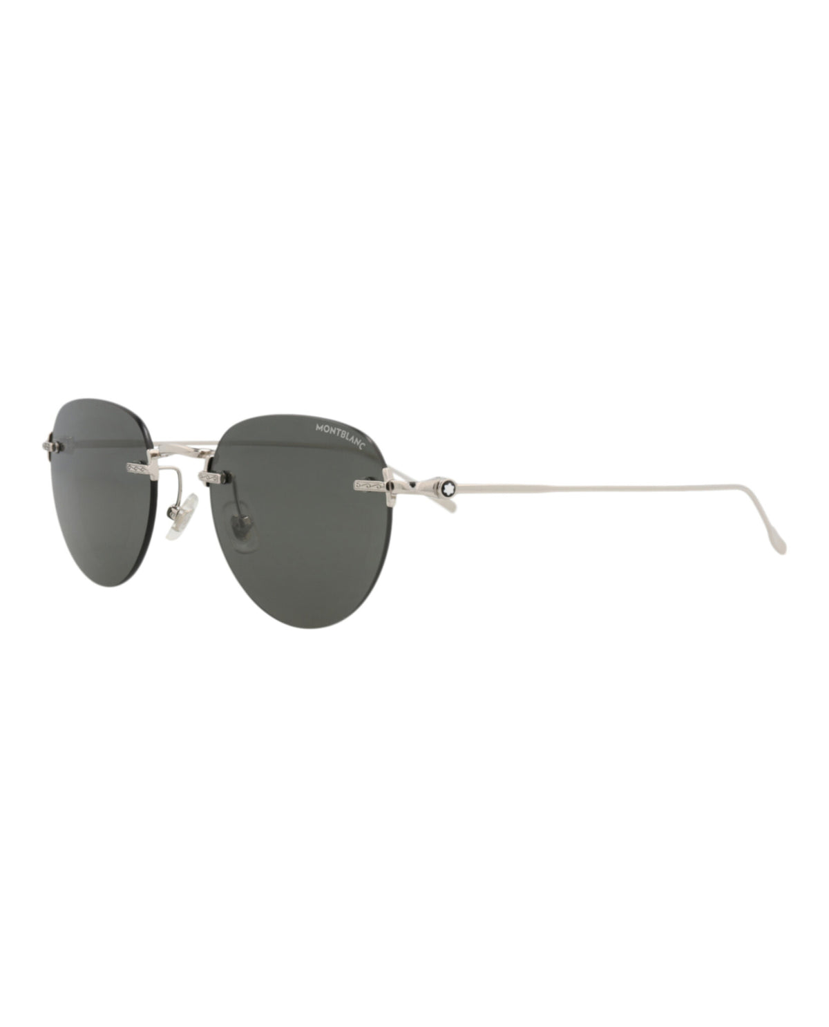 Montblanc Montblanc Mens Round/Oval Silver Silver Grey Fashion Designer Eyewear