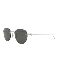 Montblanc Montblanc Mens Round/Oval Silver Silver Grey Fashion Designer Eyewear