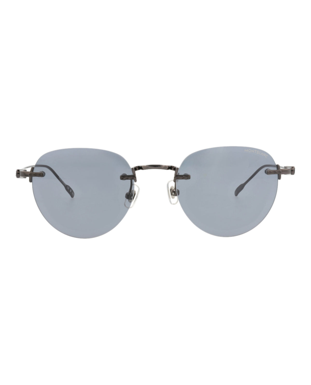 Montblanc Montblanc Mens Round/Oval Ruthenium Ruthenium Grey Fashion Designer Eyewear