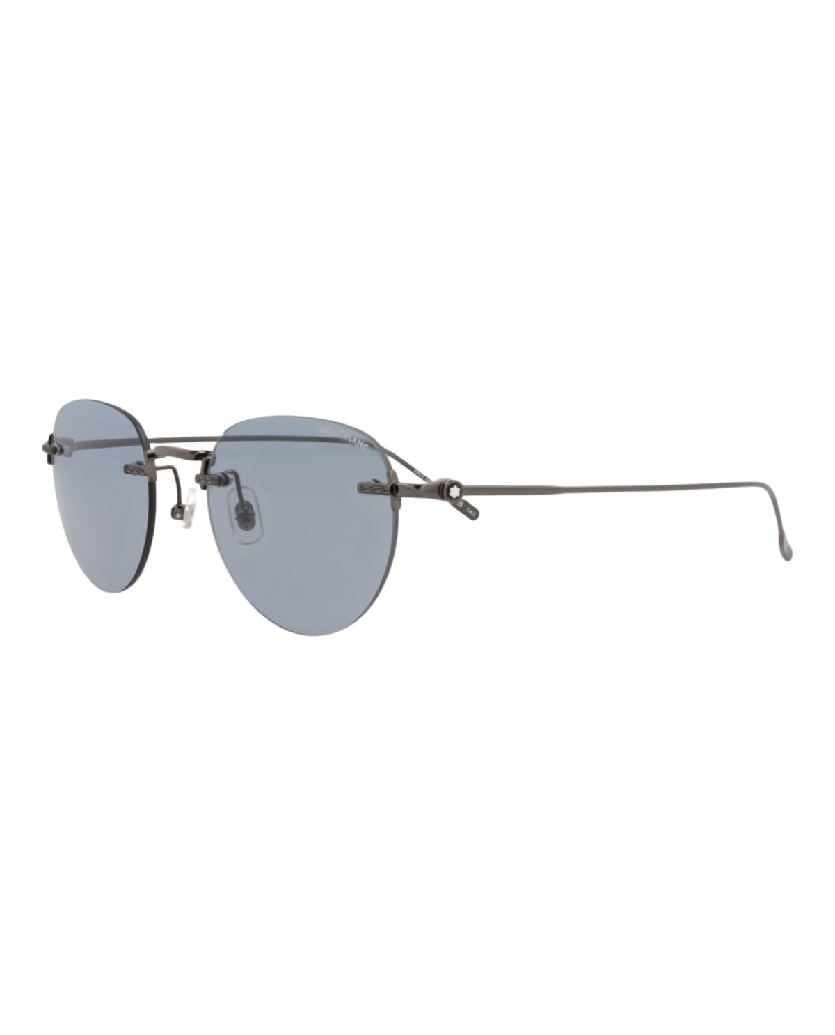 Montblanc Montblanc Mens Round/Oval Ruthenium Ruthenium Grey Fashion Designer Eyewear