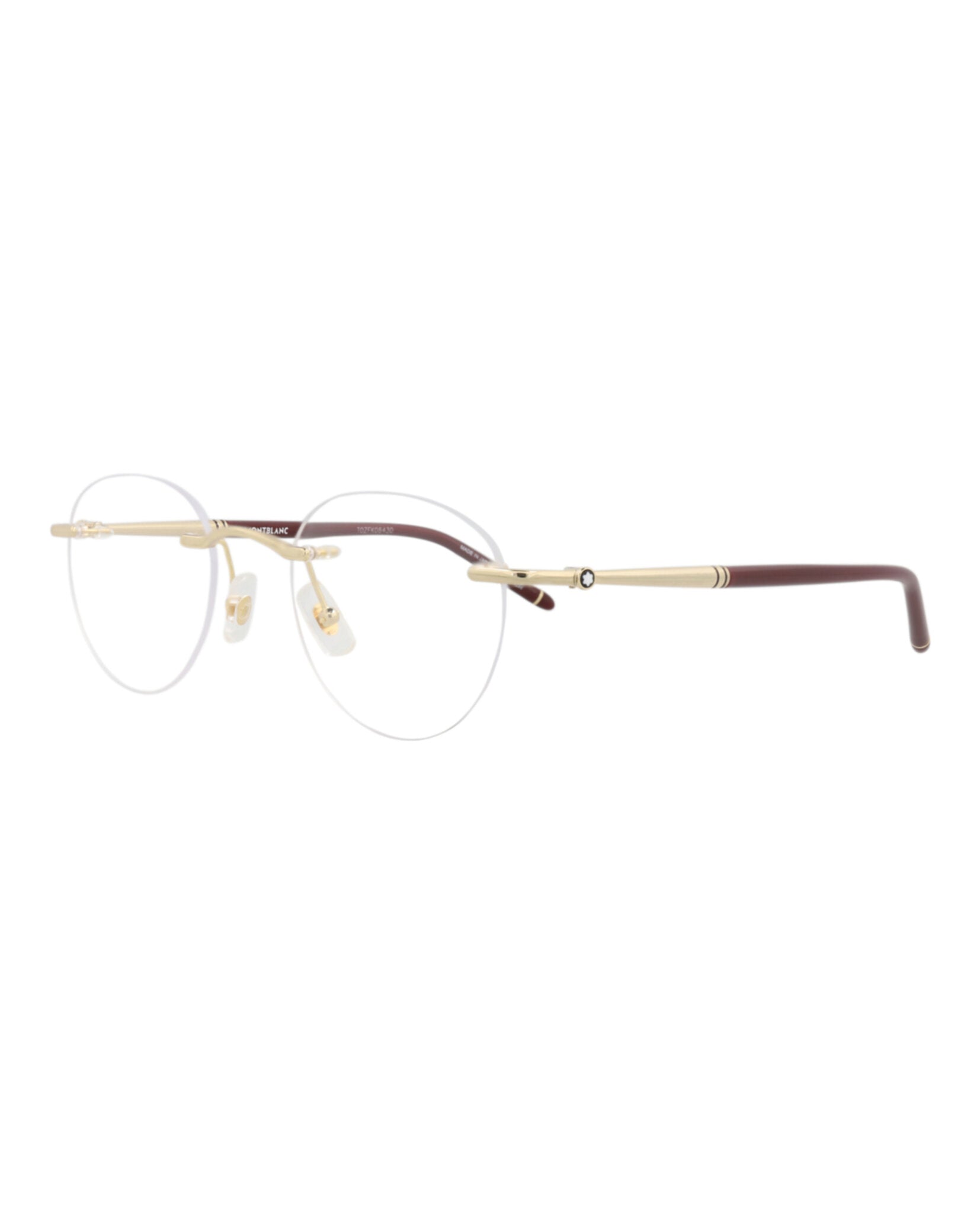 Montblanc Montblanc Mens Round/Oval Gold Burgundy Transparent Fashion Designer Eyewear
